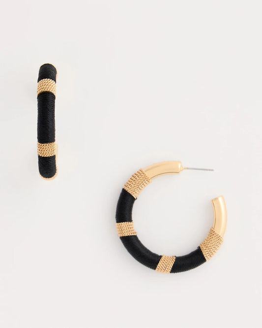 Black Gold Wrapped Hoop Earrings