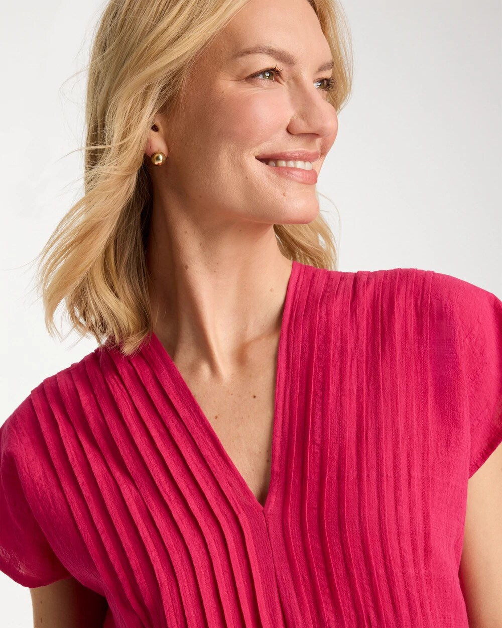 Pleated Popover Midi Dress