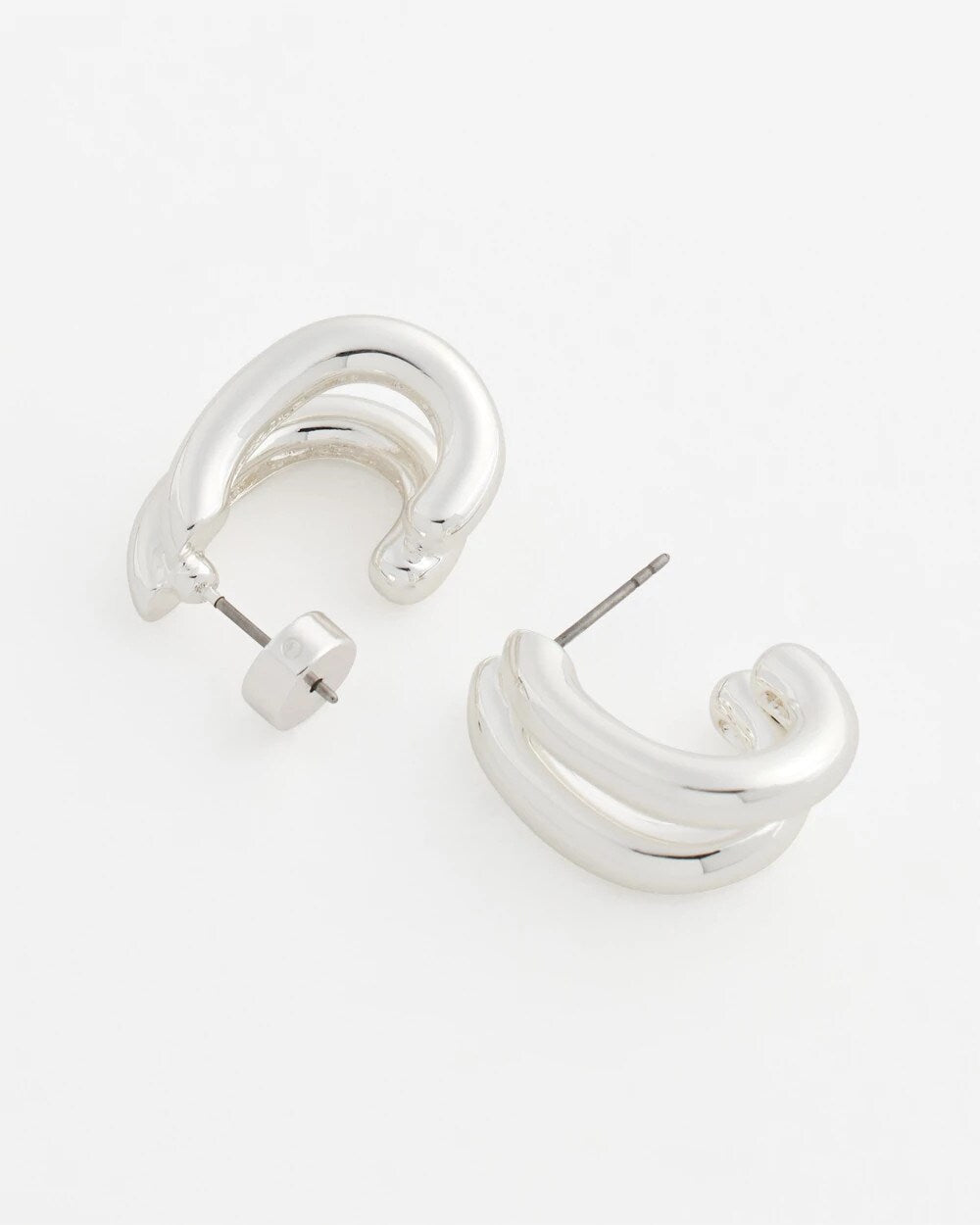 Silver Double Mini Hoop Earrings