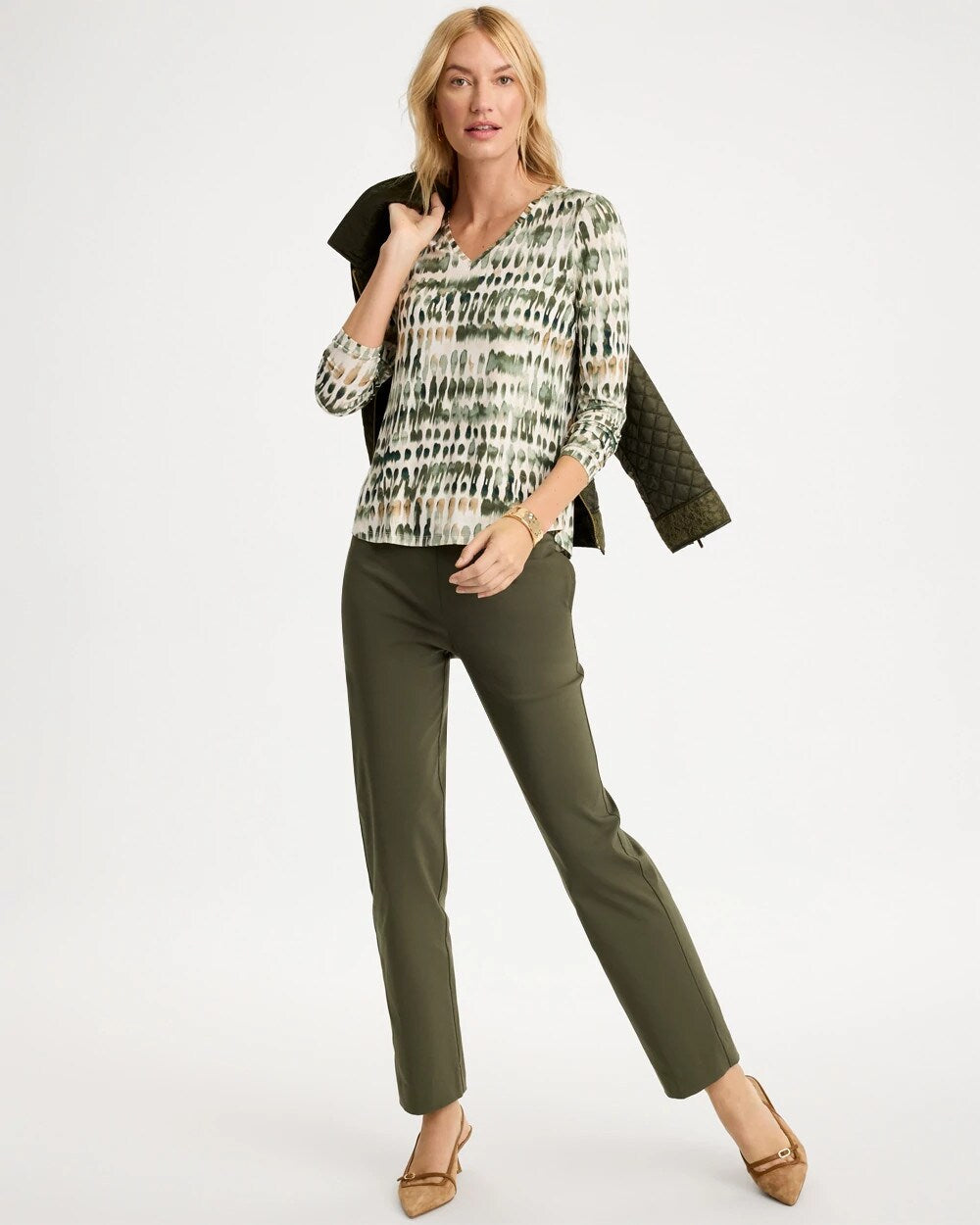 Dots Touch of Cool V-Neck Layering Tee