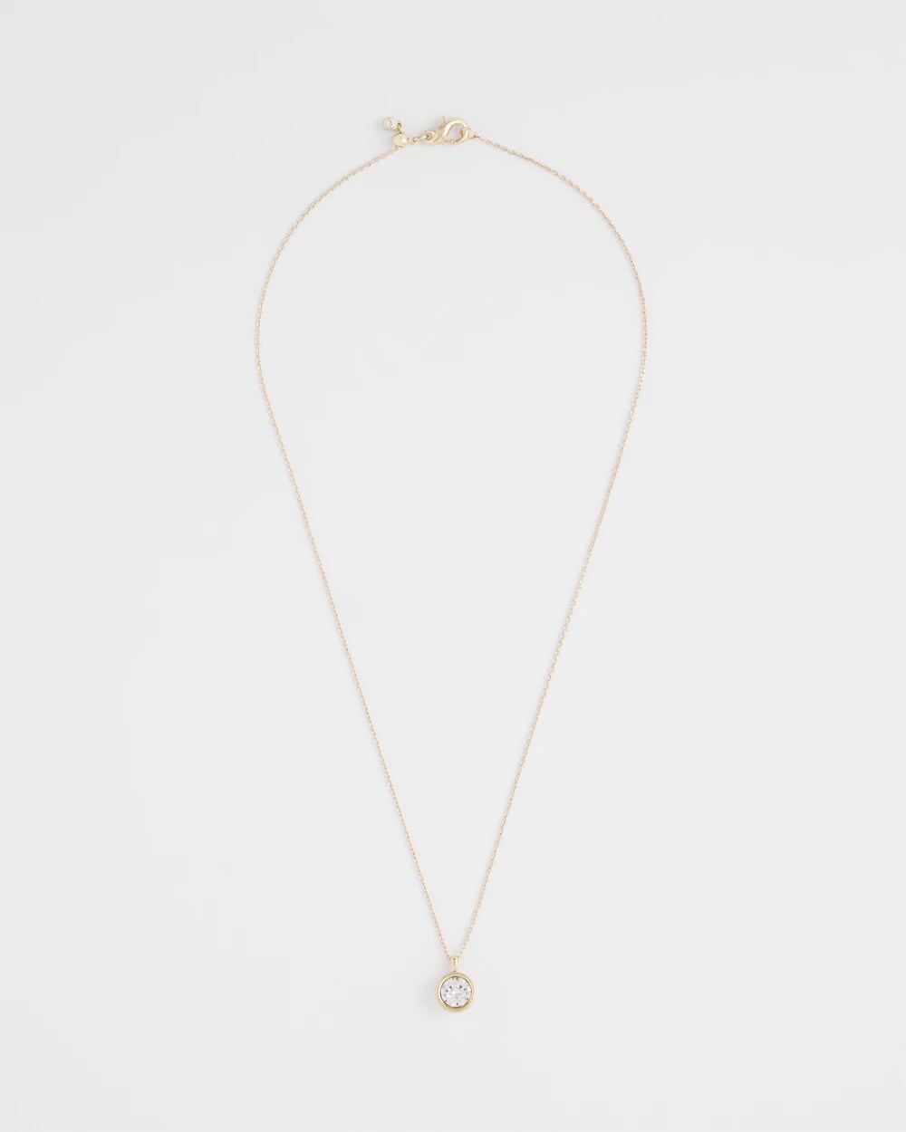 Bezel Set Pendant Goldtone Necklace