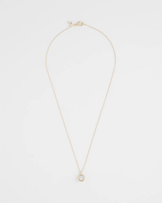 Bezel Set Pendant Goldtone Necklace