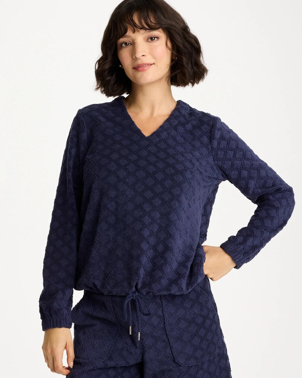 Zenergy Terry Cloth Jacquard Top