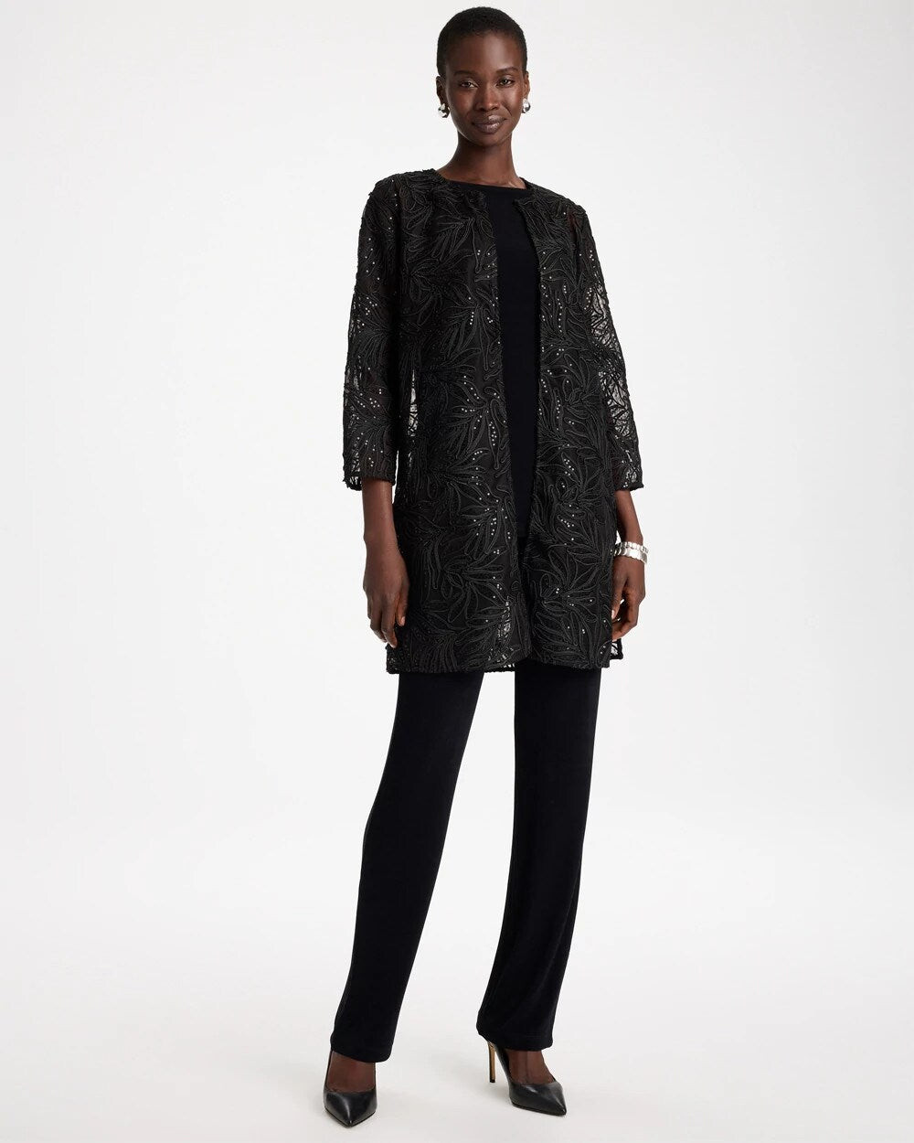 Travelers Sequin-Embellished Duster