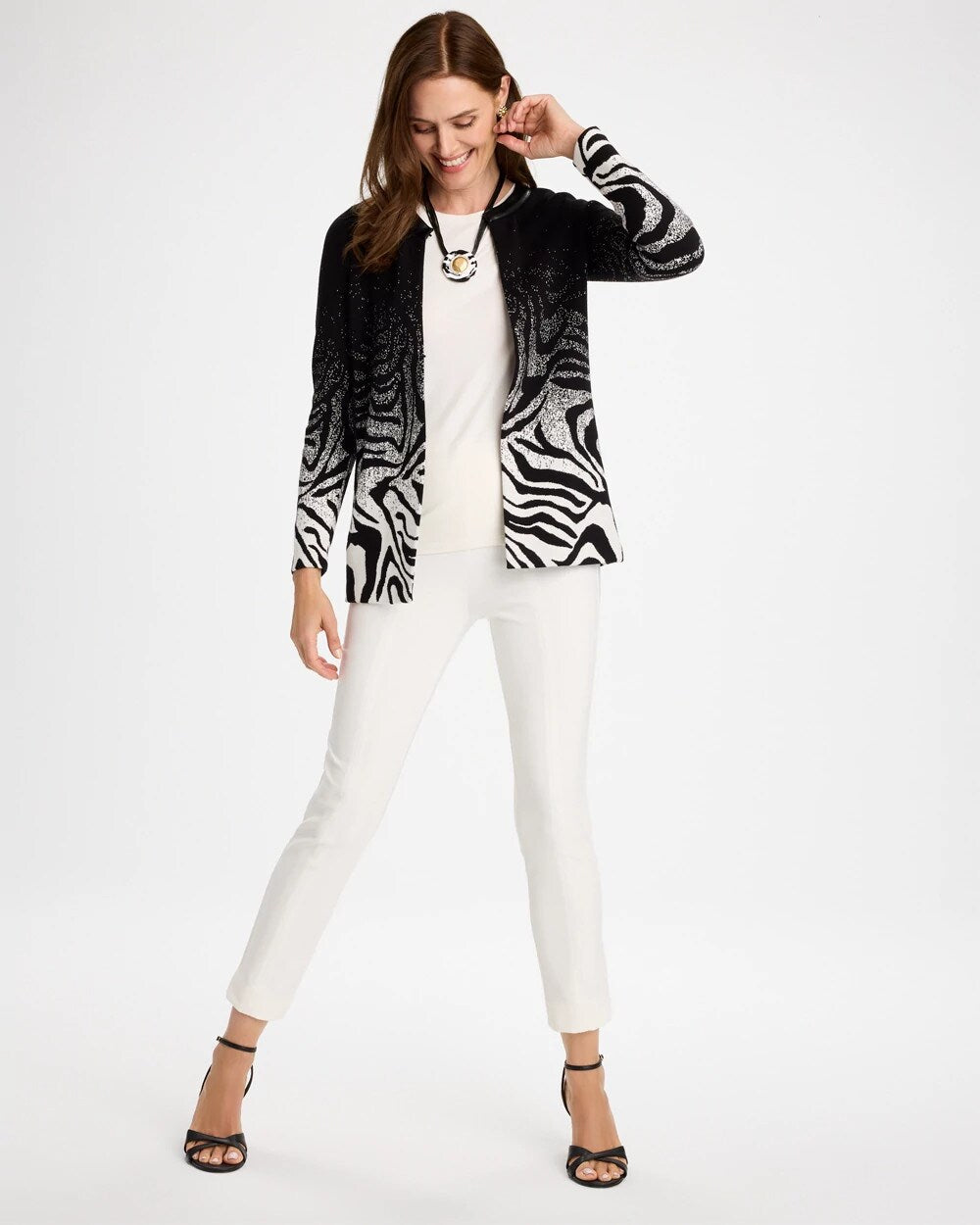 Ombre Animal Faux Leather-Trim Coatigan