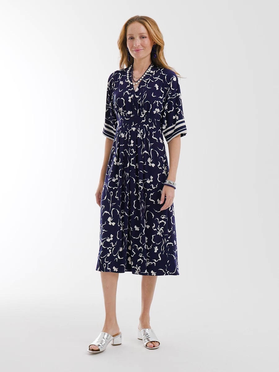 Pleated Jersey Midi Dress