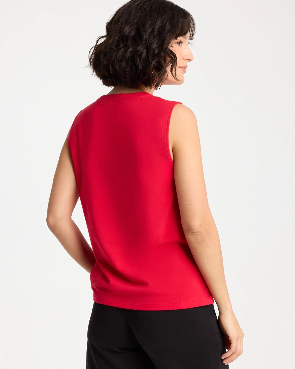 Cotton-Stretch Notch Neck Tank