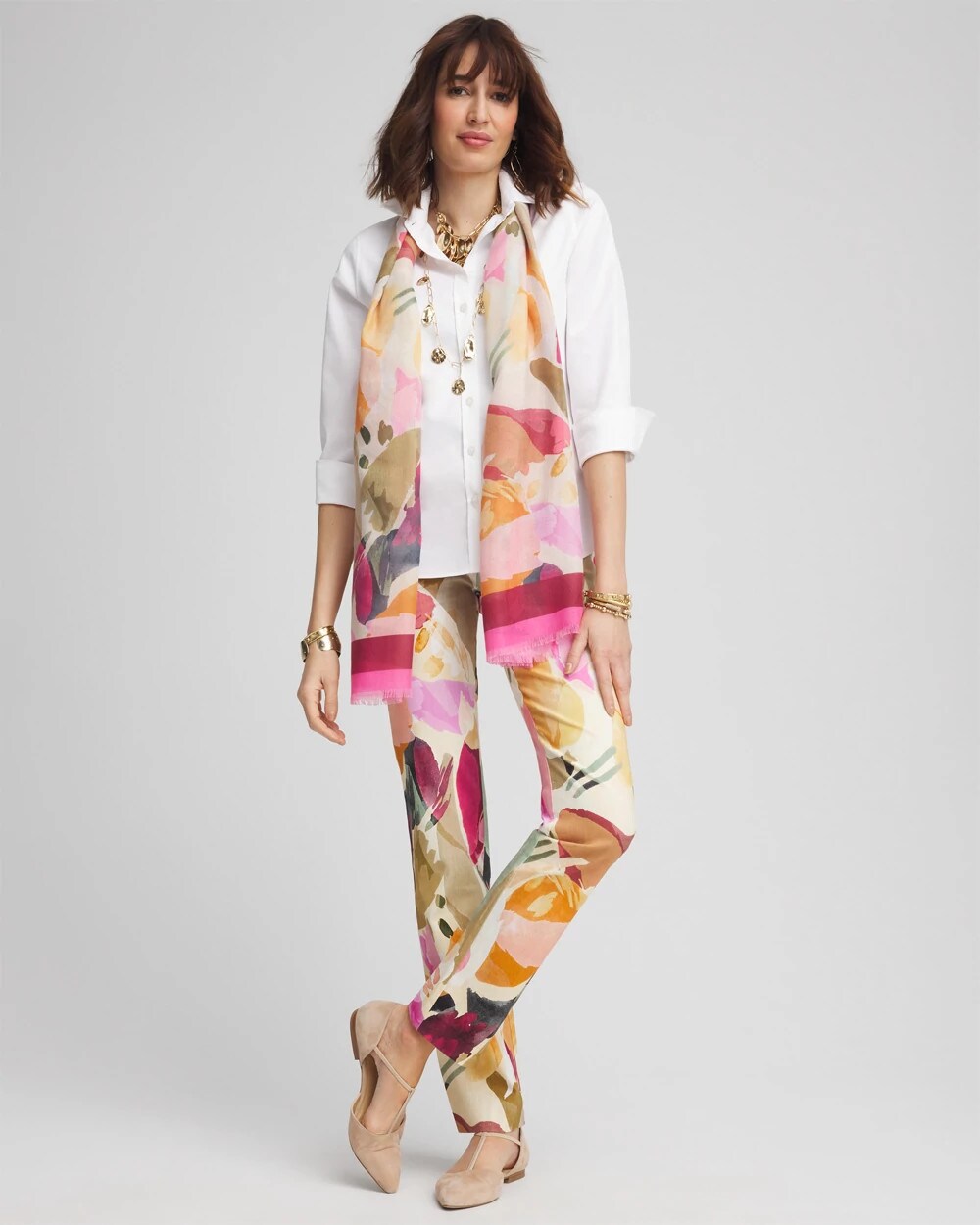 Brigitte Abstract Floral Slub Pants