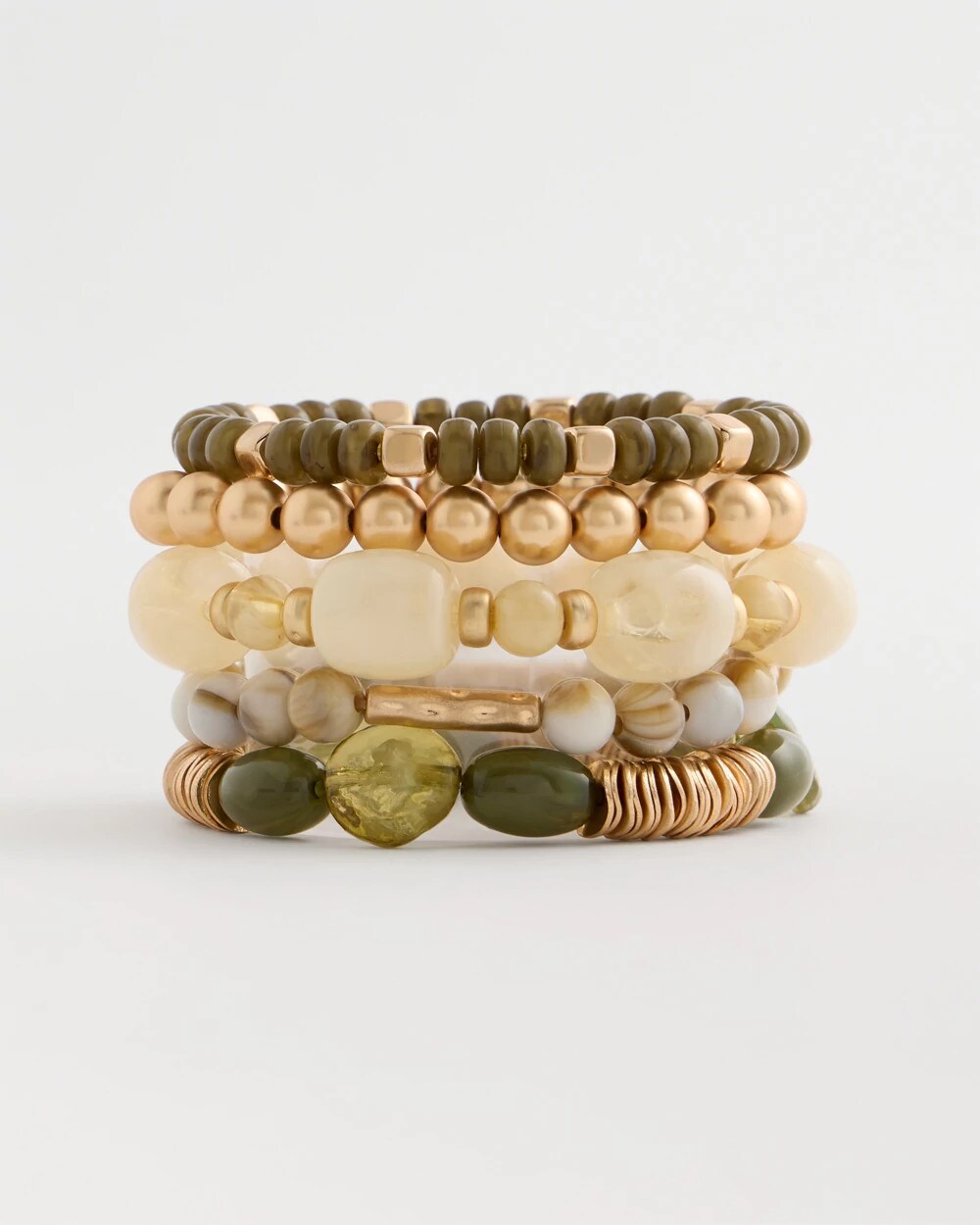 Green Stretch Bangle Set of Five