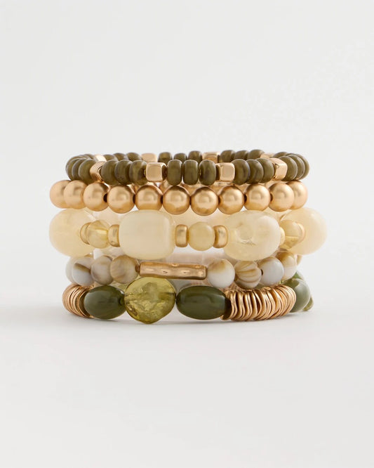 Green Stretch Bangle Set of Five