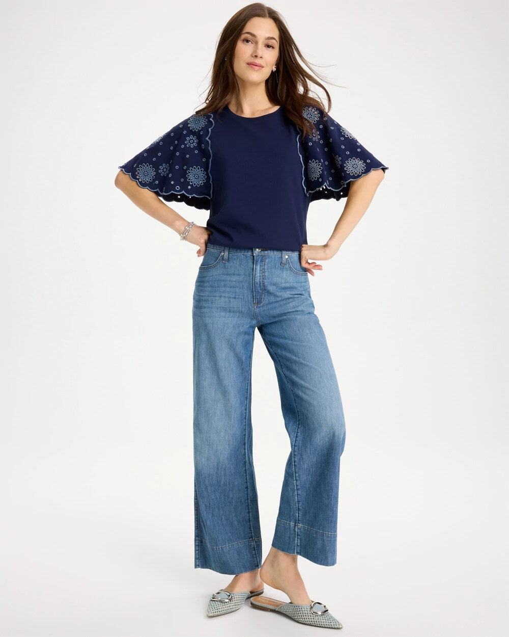 Embroidered Scallop Tee