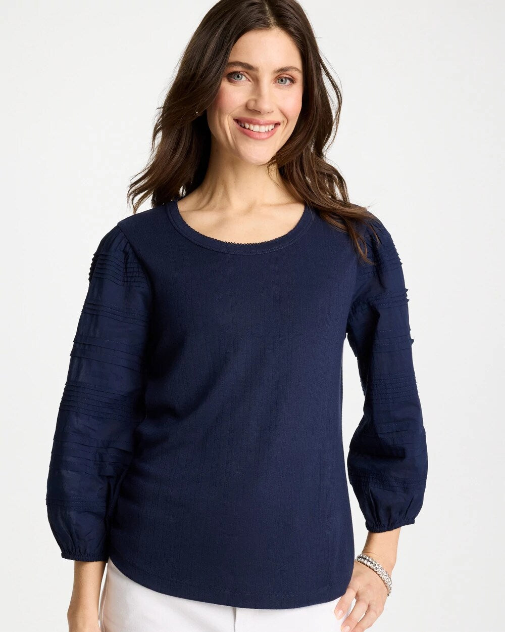 Pintuck Puff Sleeve Tee