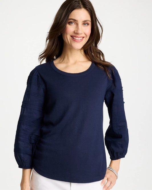 Pintuck Puff Sleeve Tee
