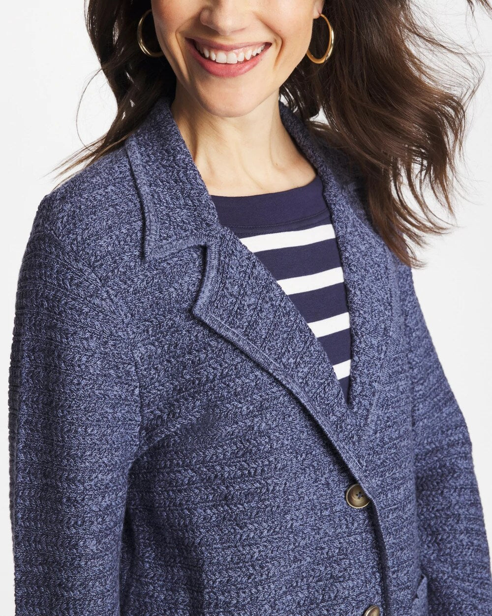 Denim Inspired Textured Cardigan
