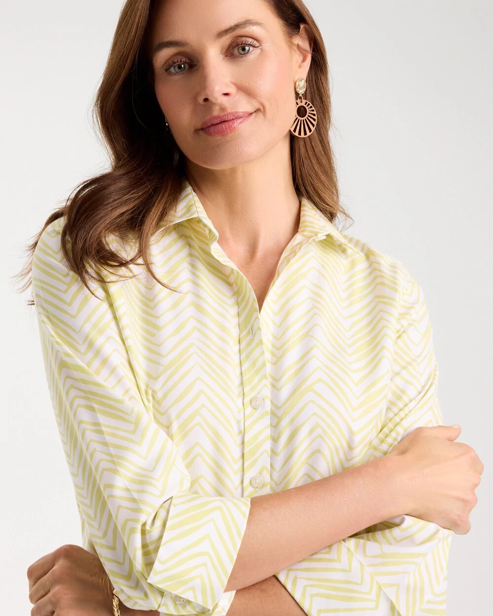 No Iron Stretch Chevron Shirt