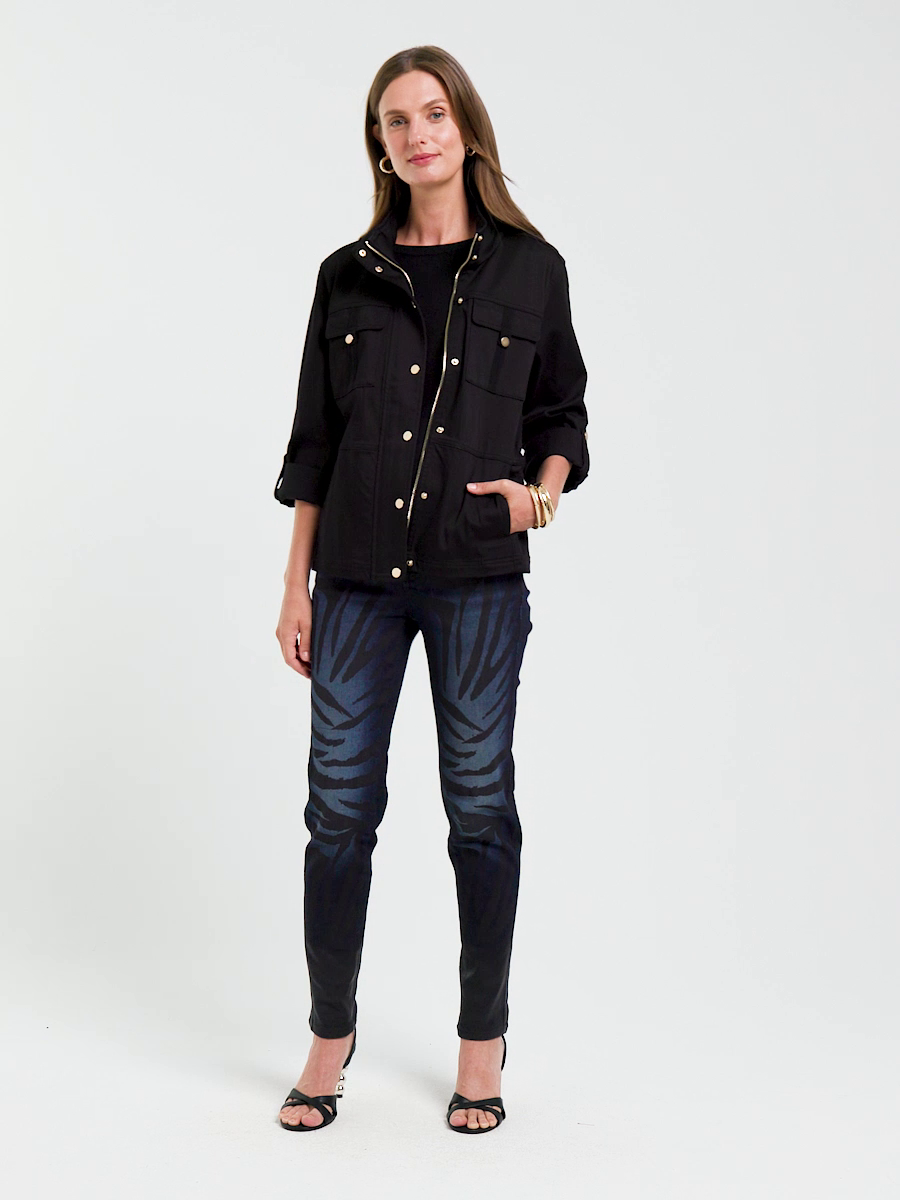 Ombre Zebra Animal Skinny Ankle Jeans