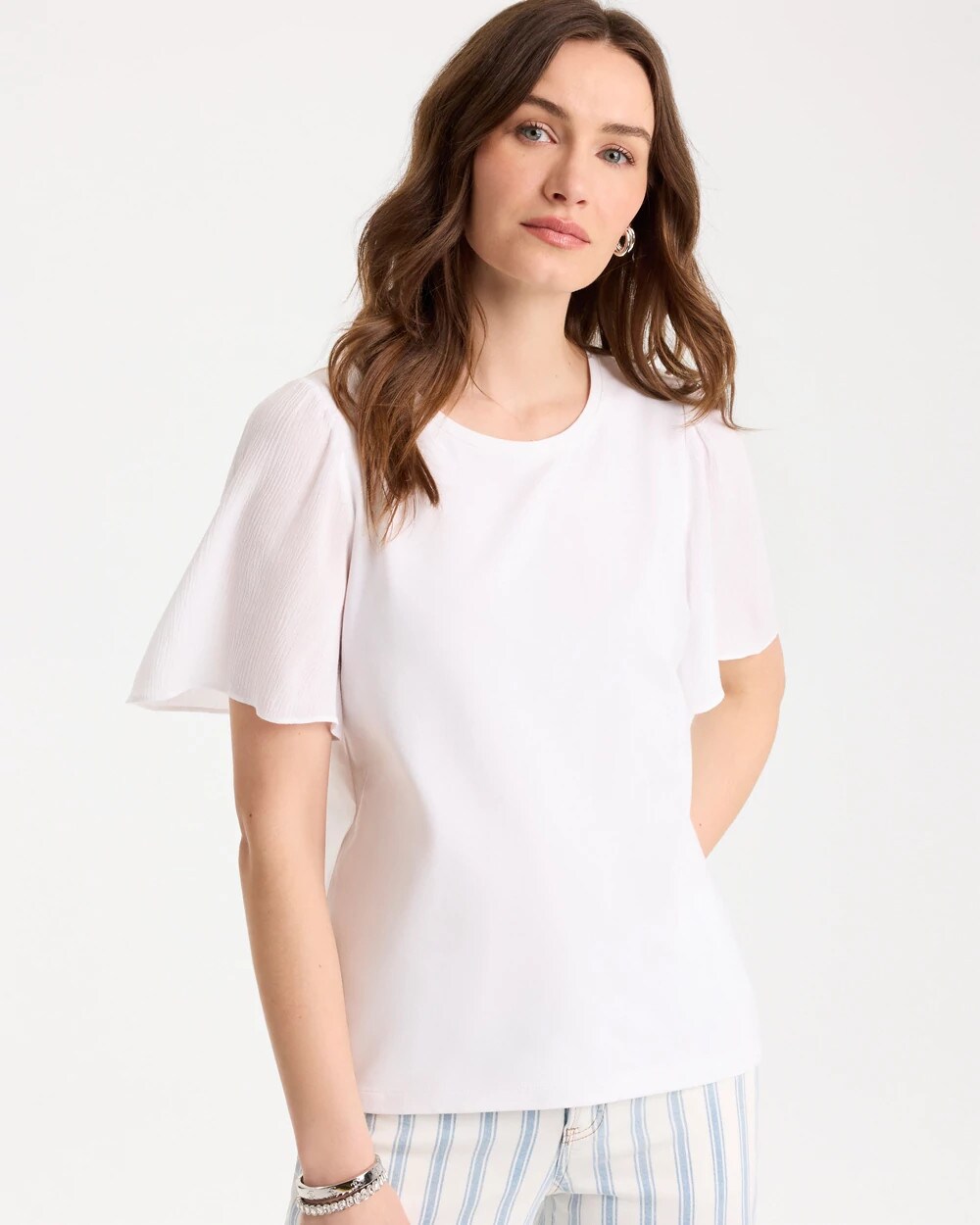 Gauze Sleeve Soft-Stretch Tee