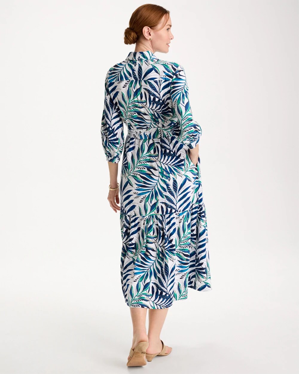 Palm Cotton-Rayon Slub Shirtdress