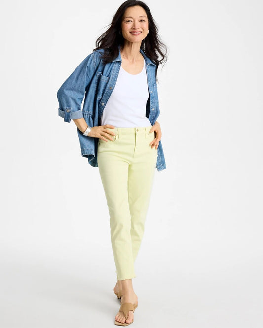 Girlfriend Slim Frayed Crop Jeans