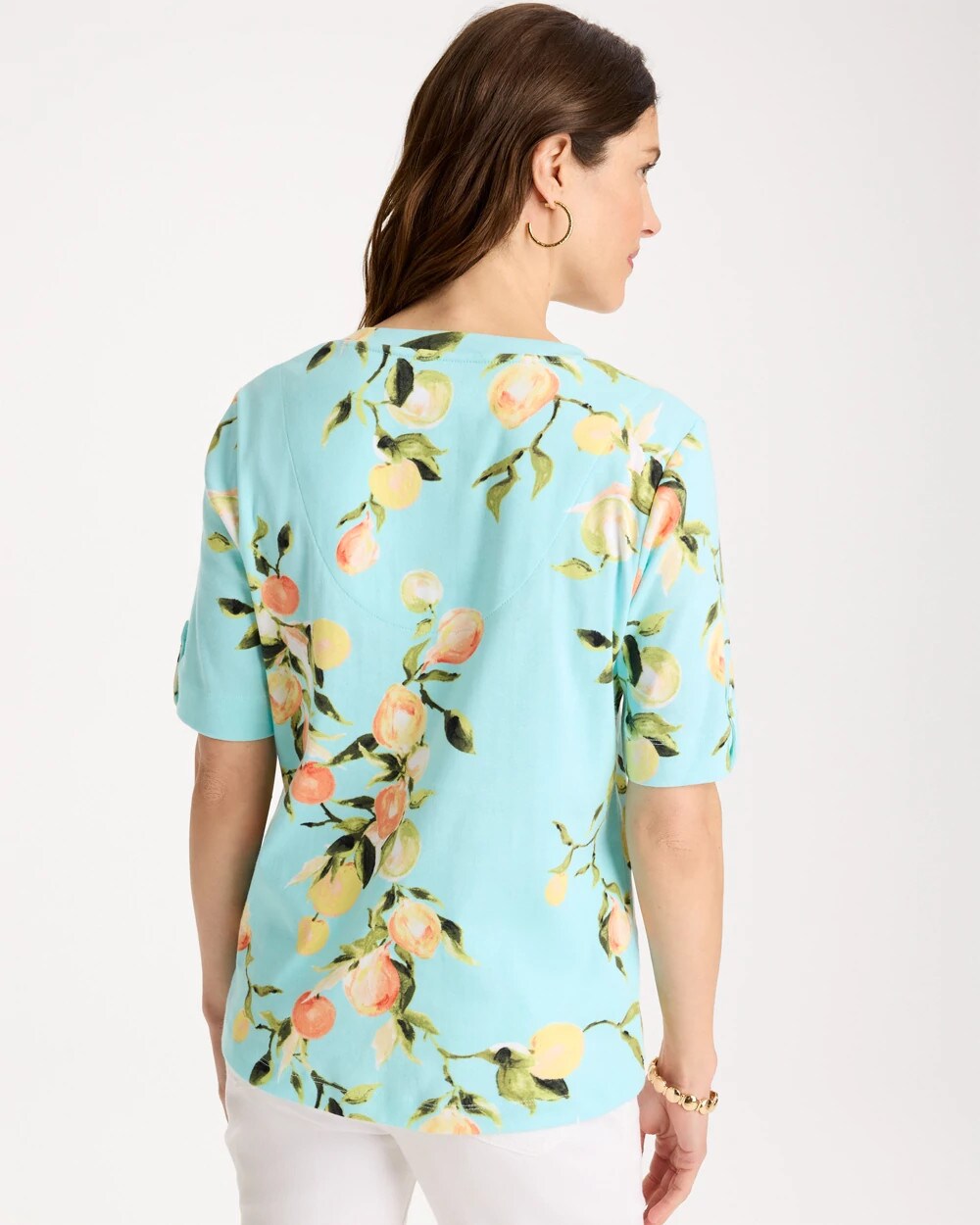 Pima Printed Elbow-Sleeve Tee