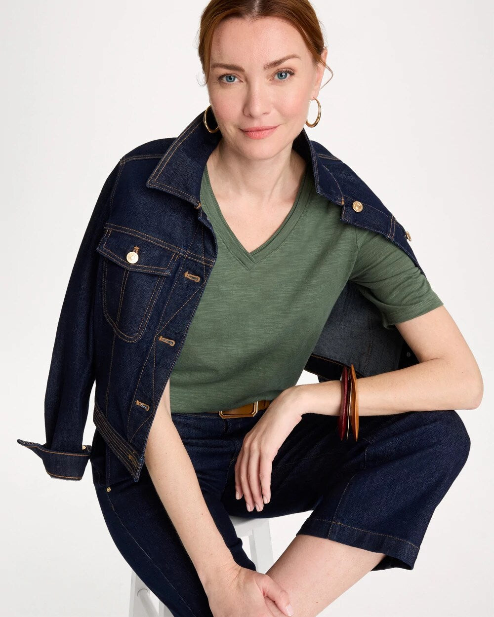 Cotton Slub V-Neck Tee