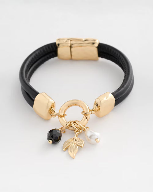 Faux Leather Charm Bracelet