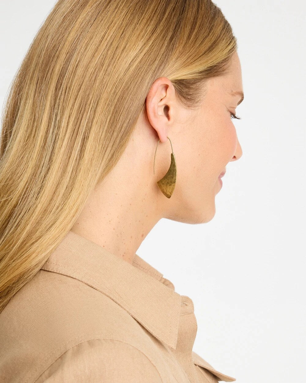 Golden Hammered Threader Earrings