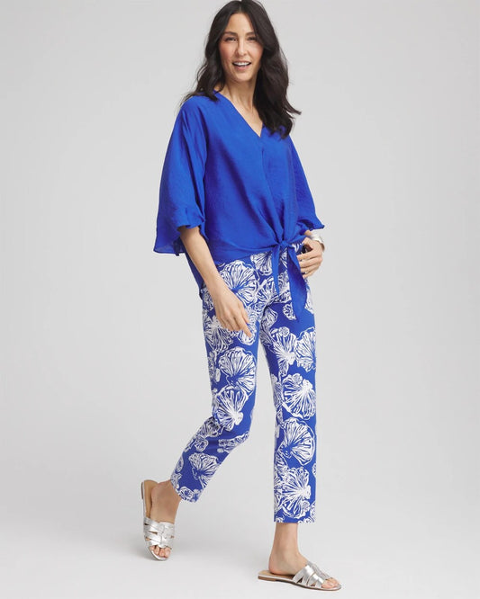 Brigitte Seashell Pull-On Cropped Pants