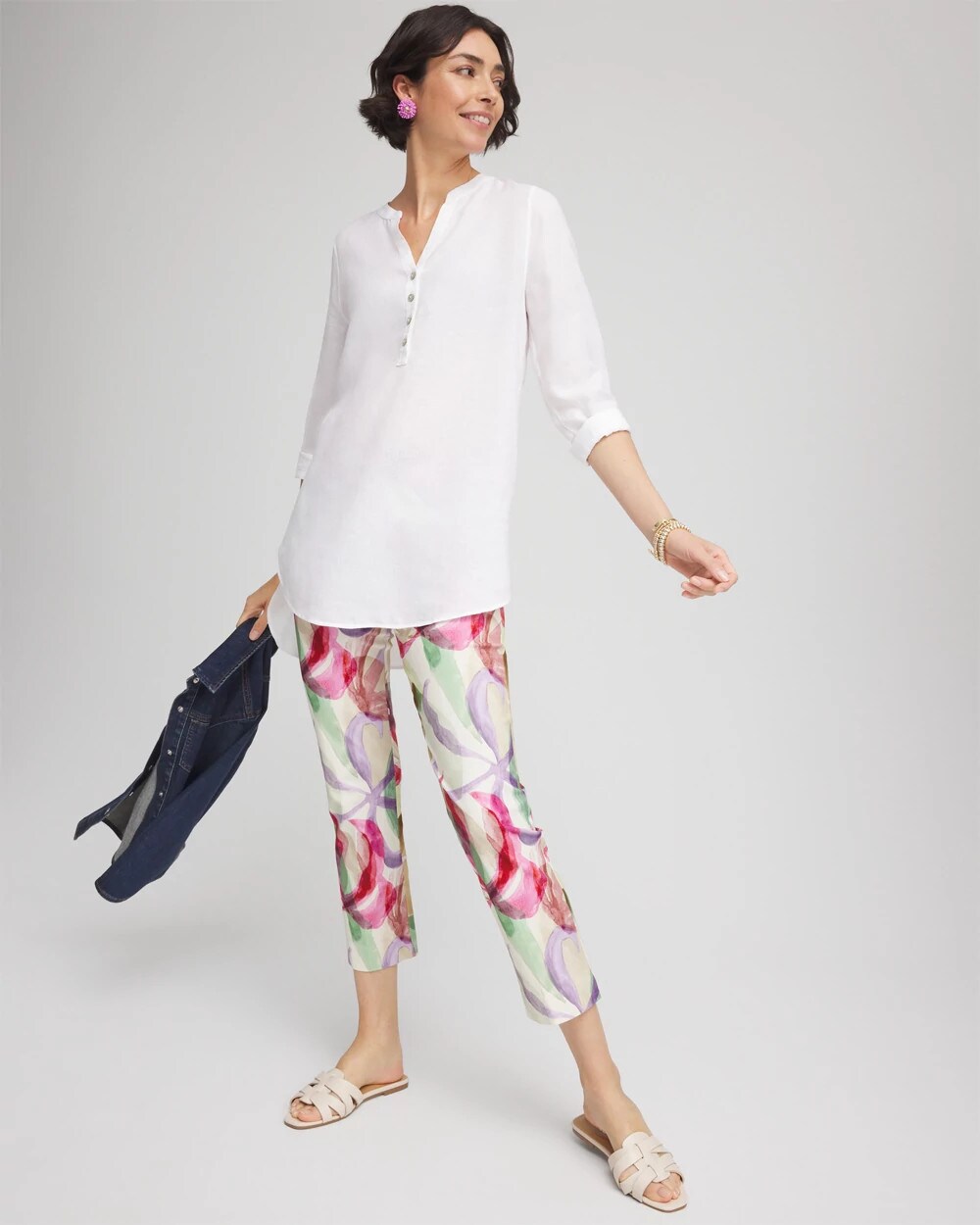 Brigitte Slub Slim Cropped Pants
