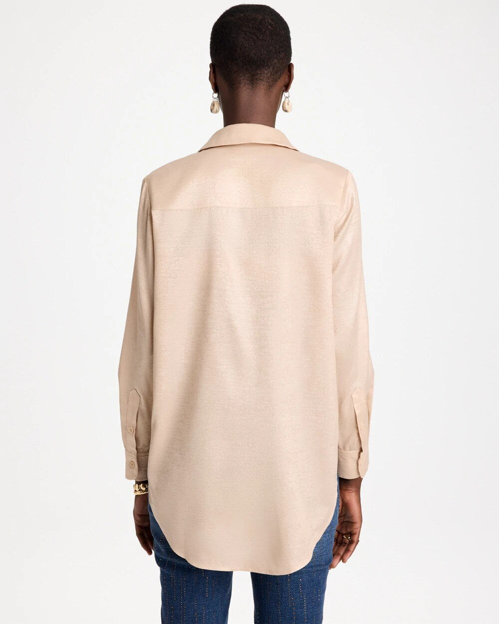 Chiffon Collared Long-Sleeve Tunic
