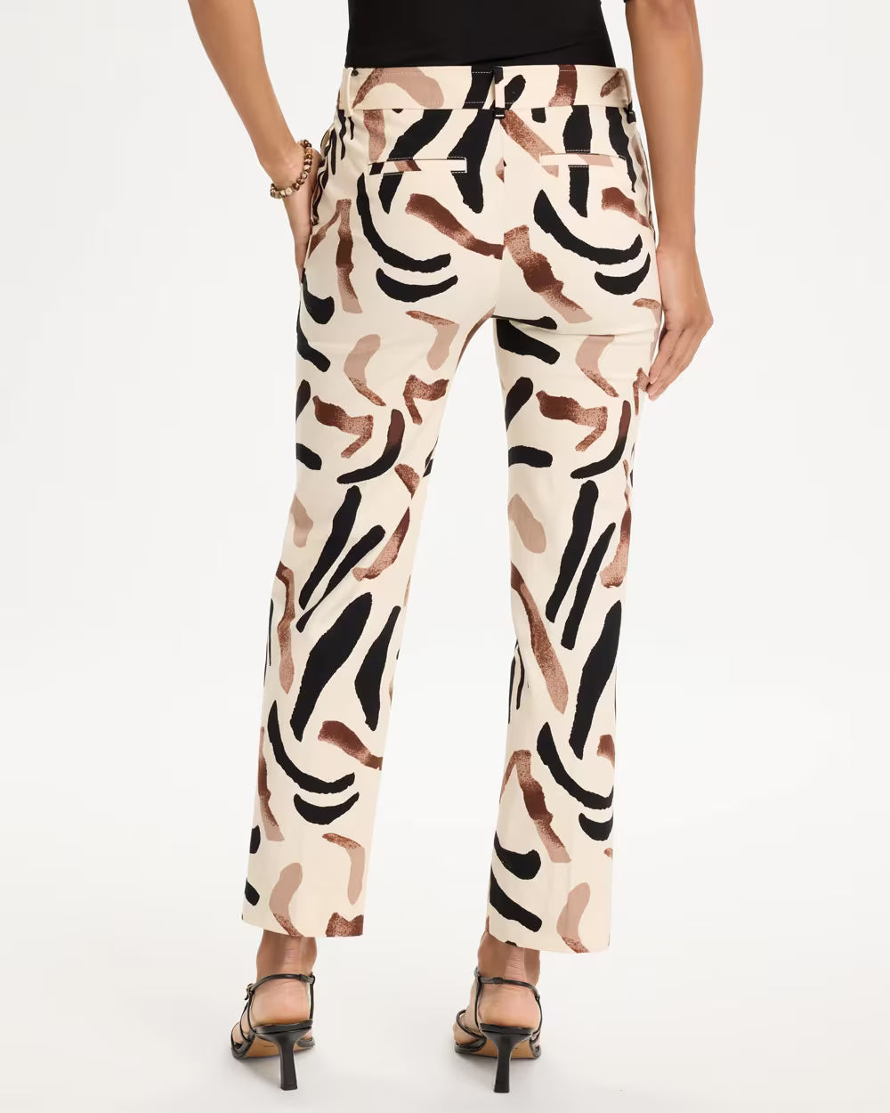 Emme Slim Island Print Straight Crop Pants