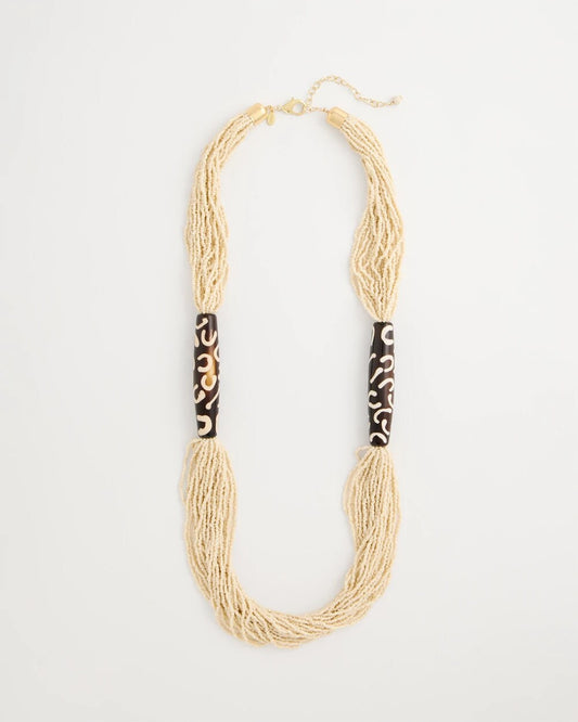 Neutral Beaded Animal Print Necklace