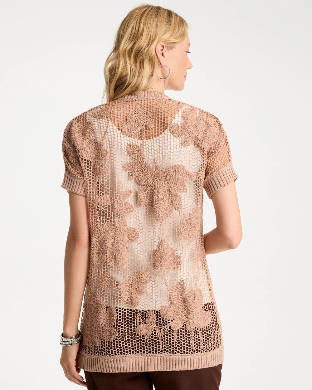 Cotton-Blend Crochet Cocoon Cardigan