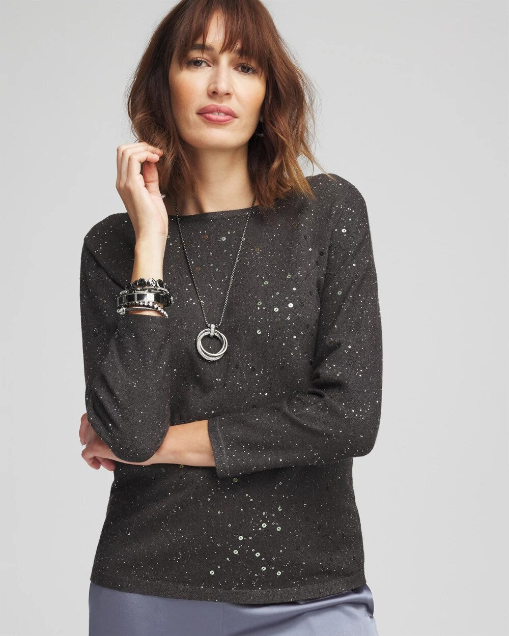 Scattered Sequin Pullover Sweater