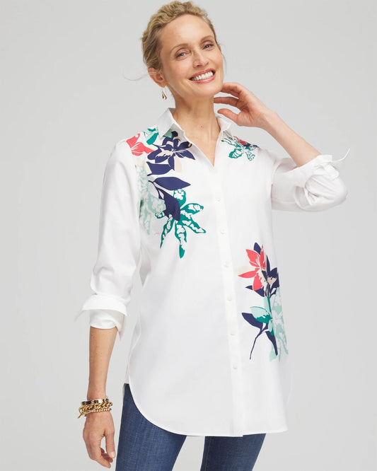 No Iron Placed Floral Tunic