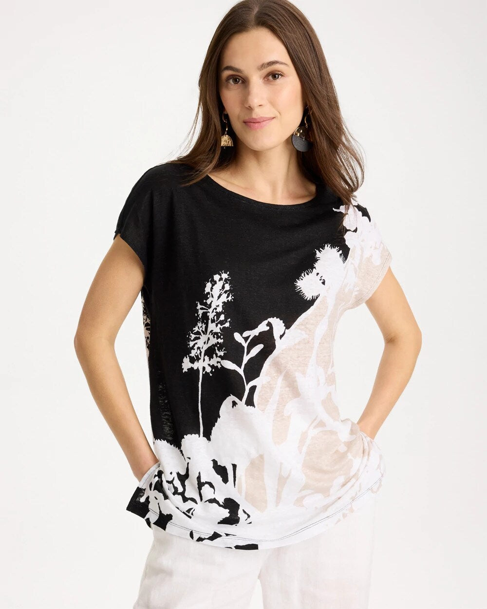 Linen Floral Seamed Tunic