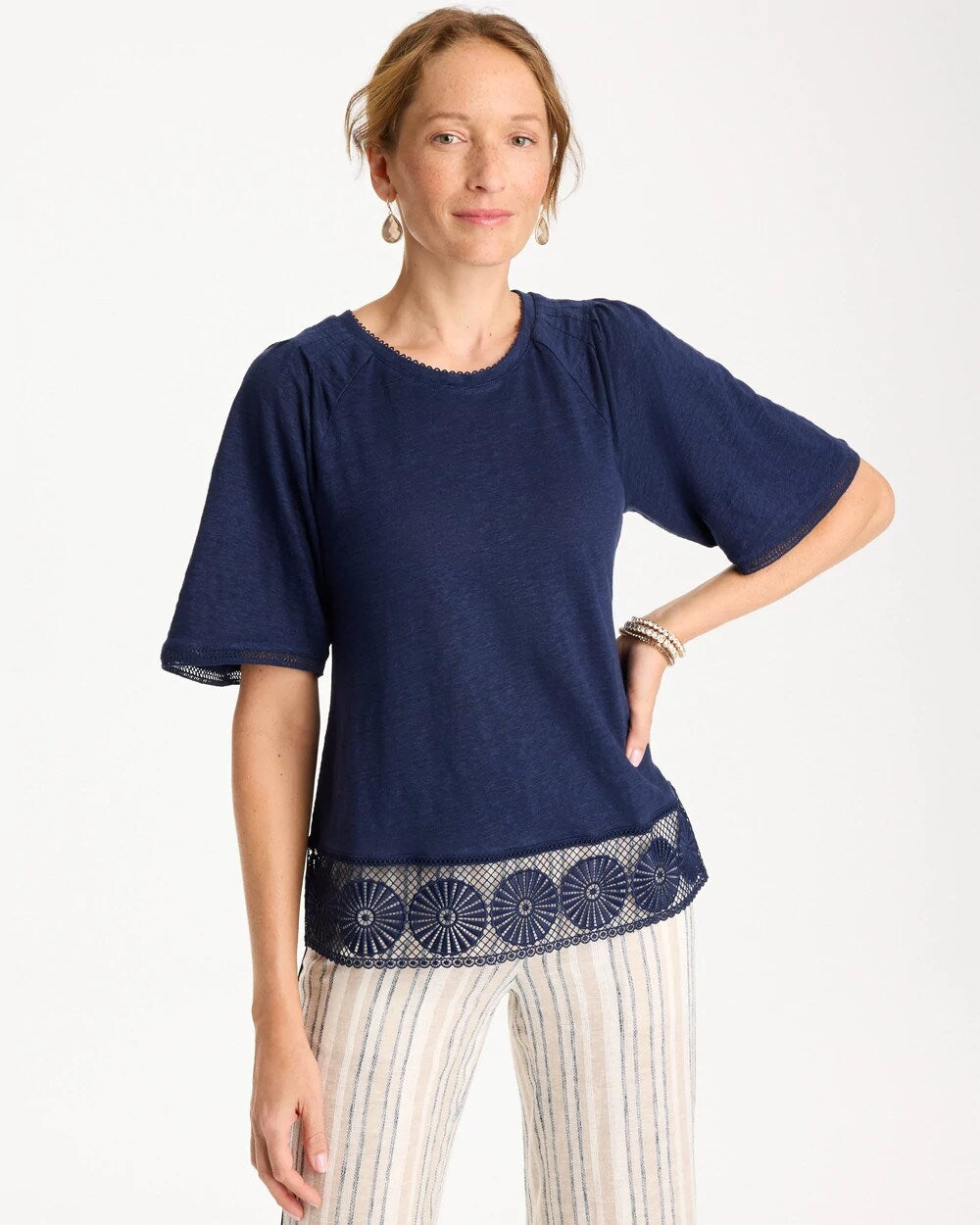 Linen Crochet Tee