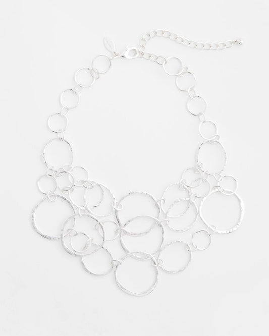 Short Silvertone Multi-Strand Link Necklace