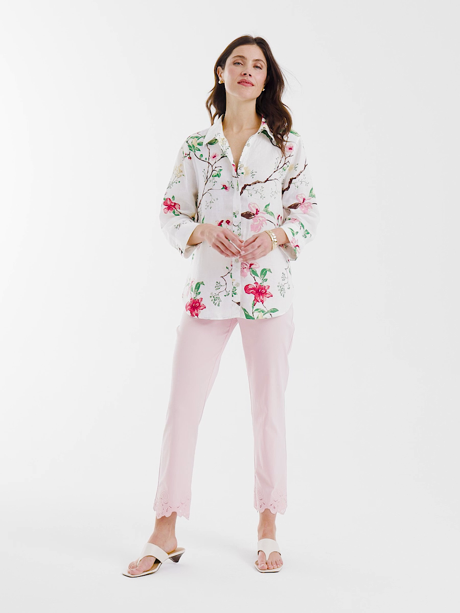 No Iron Kyoto Bloom Linen Shirt