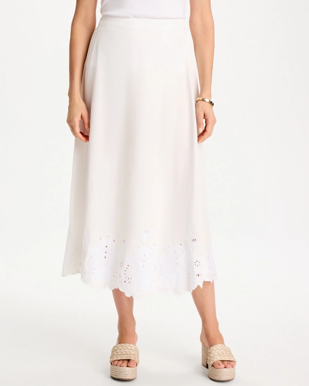 Twill Embroidered Hem Skirt