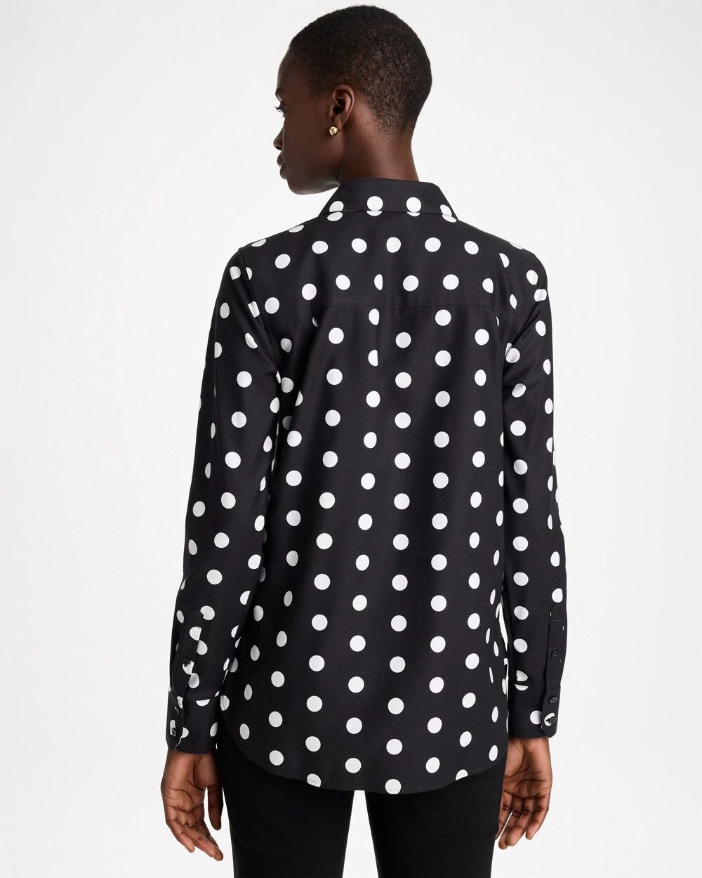 No Iron Stretch Polka Dot Shirt