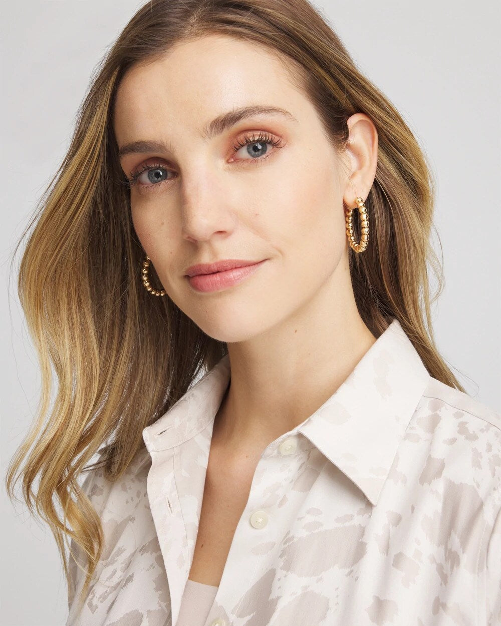 No Droop Golden Beaded Hoop Earrings