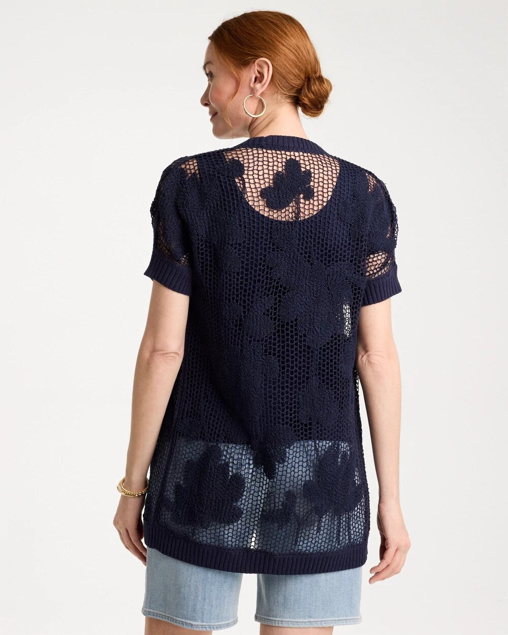 Cotton-Blend Crochet Cocoon Cardigan