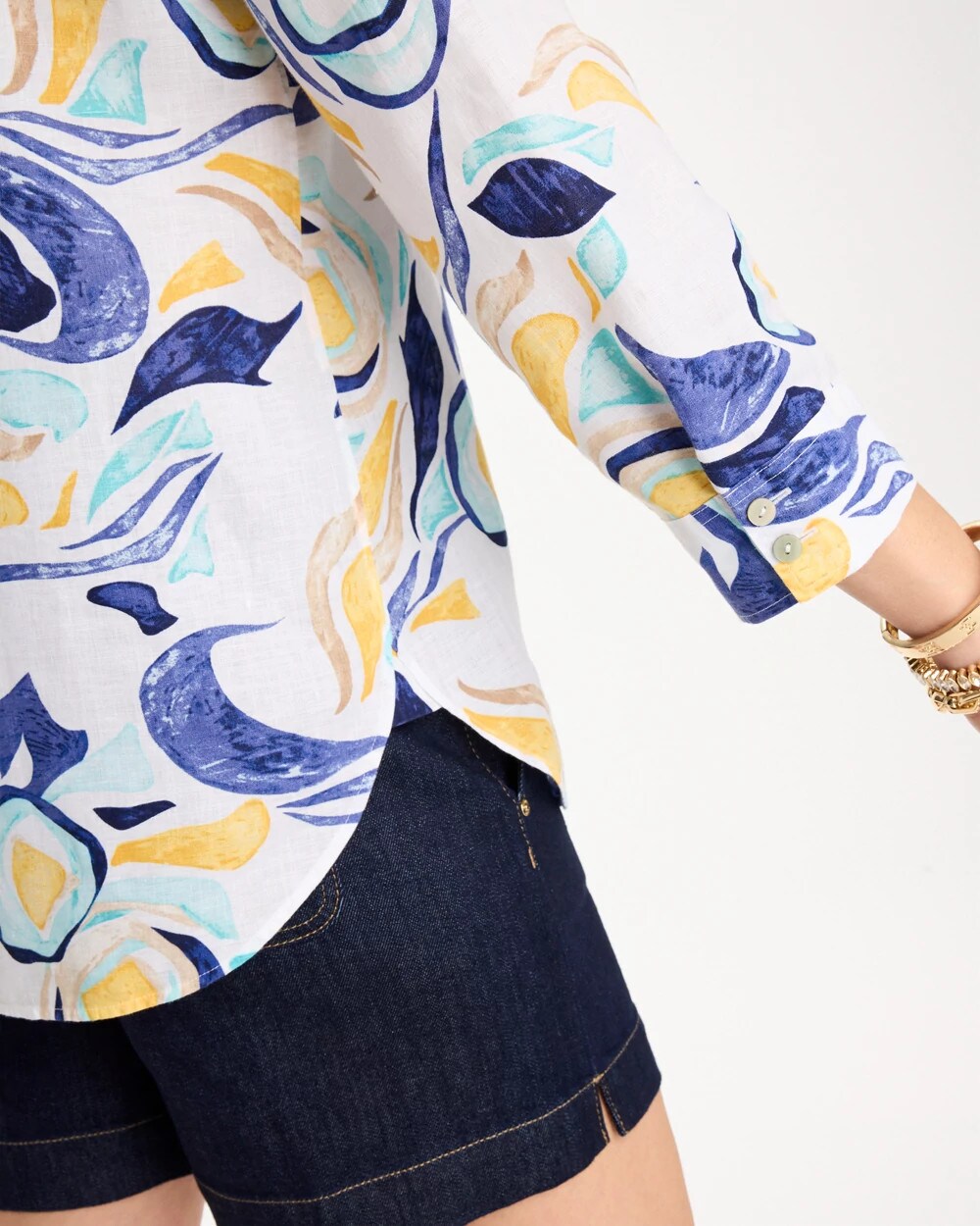 No Iron Linen Handpainted Print Shirt