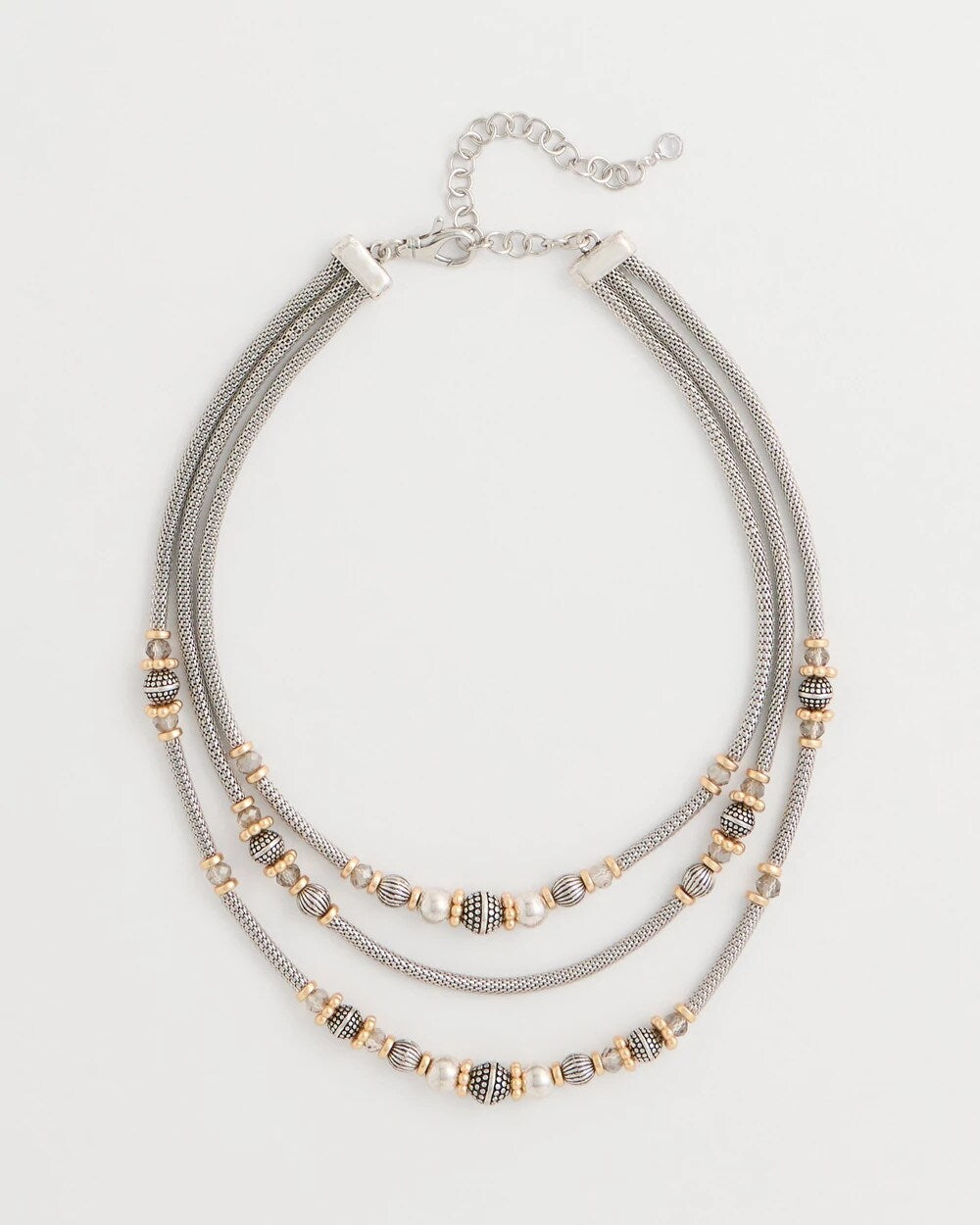 Mixed-Metal Short Triple-Strand Necklace