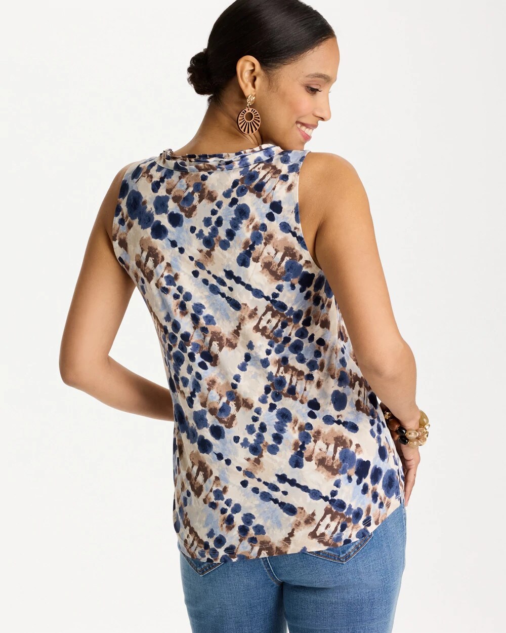 Printed Jersey Satin Tank Top