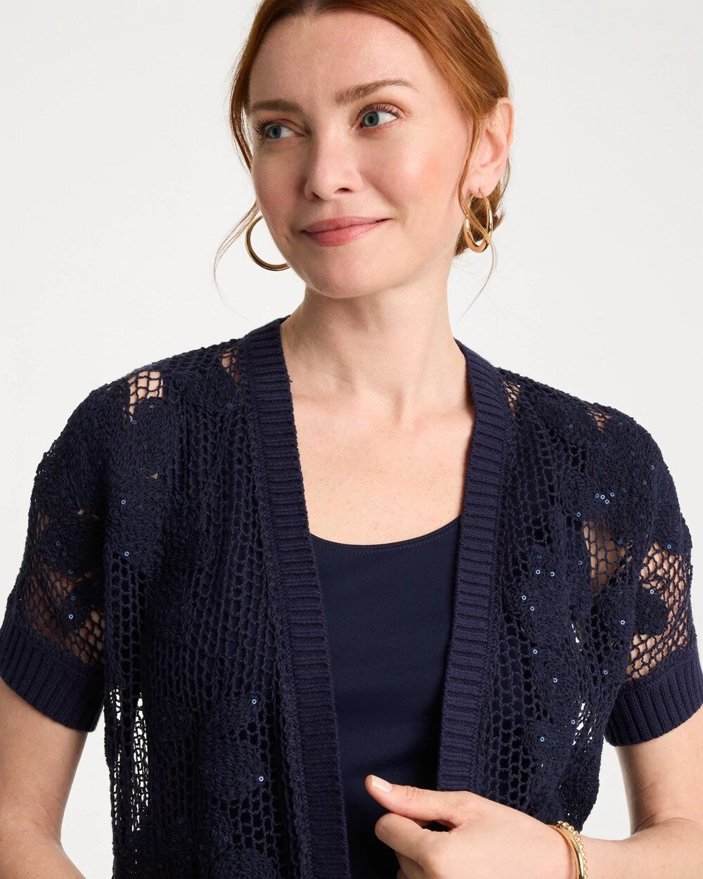 Cotton-Blend Crochet Cocoon Cardigan