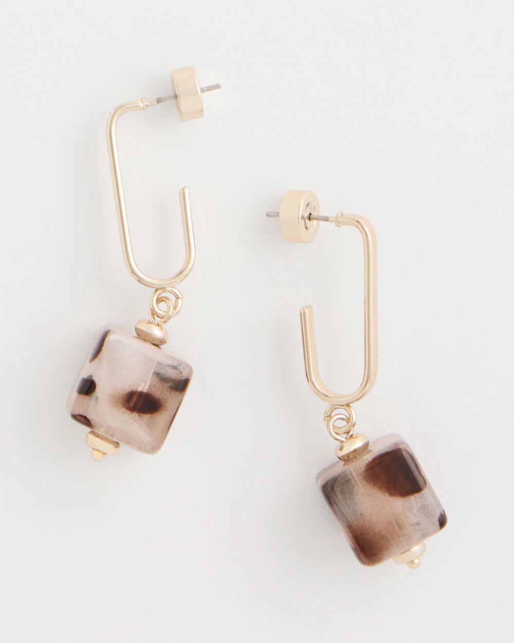 Tortoise Cubes on Fishwire Earrings