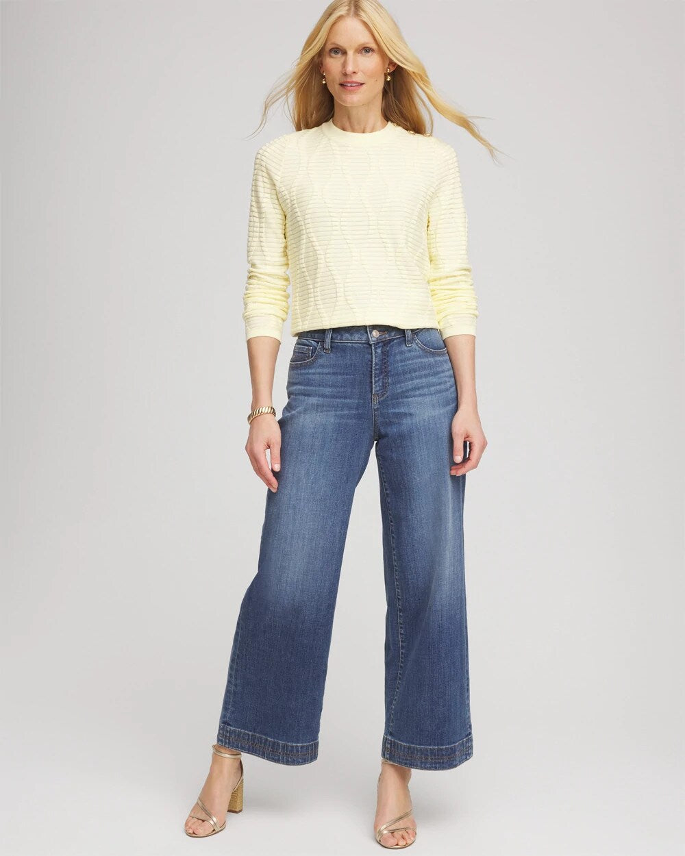 Button Shoulder Crewneck Pullover