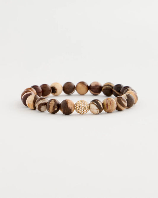 Genuine Zebra Jade Stone Stretch Bracelet